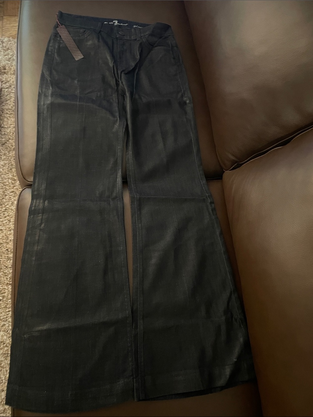 7 For All Mankind Black Wide Leg Jeans *Flaw* Read and look at Pictures